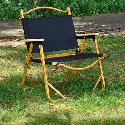 600D پارچه کاتیونی کمپینگ صندلی تاشو چوبی لوله آلومینیومی با پشتی